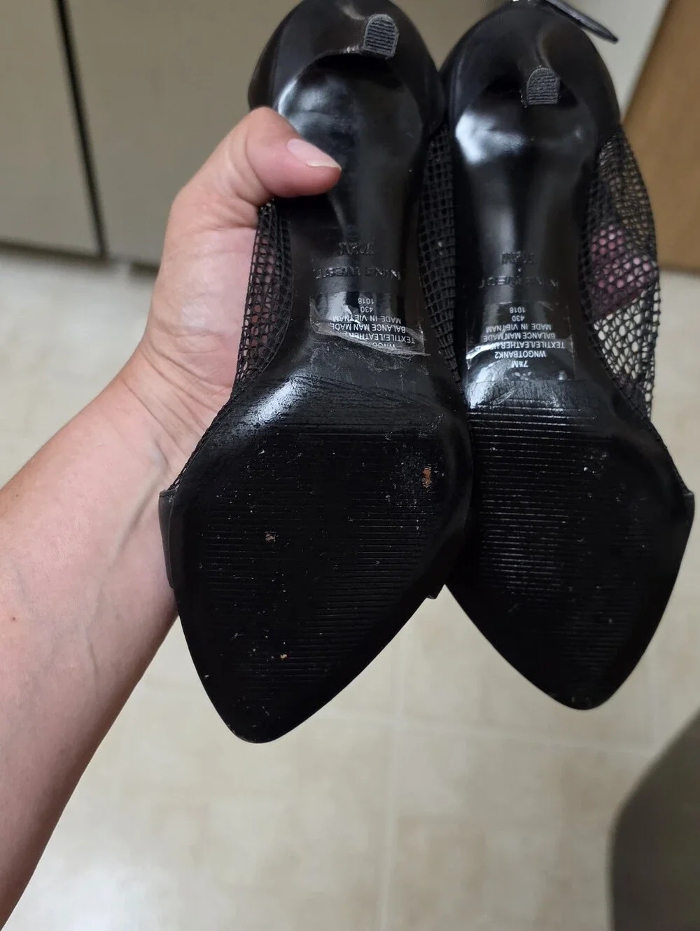 Nine West Black Stilleto Mesh High Heels